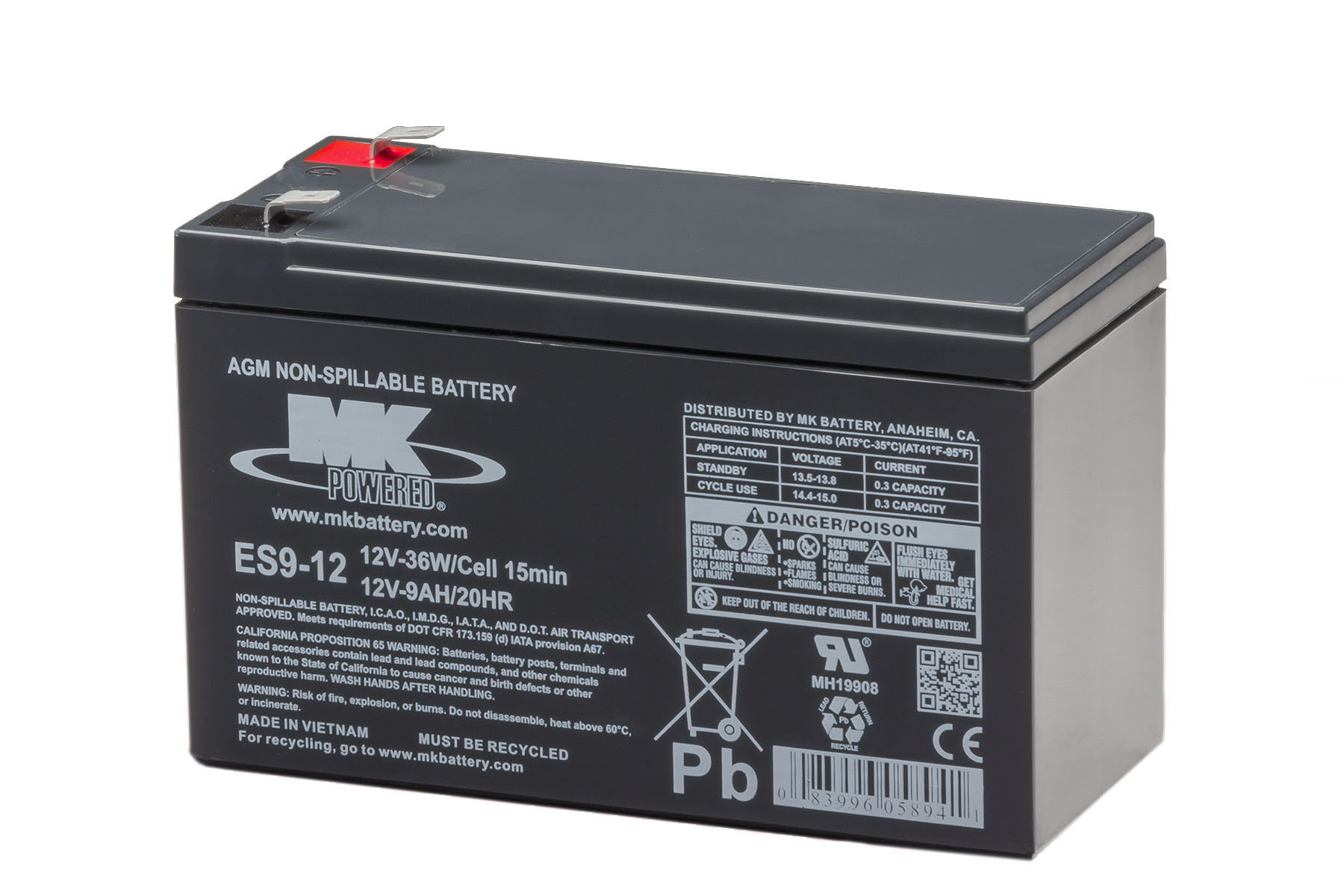 WP9-12 BATTERIE AGM 12V 9A SCELLEE-T2