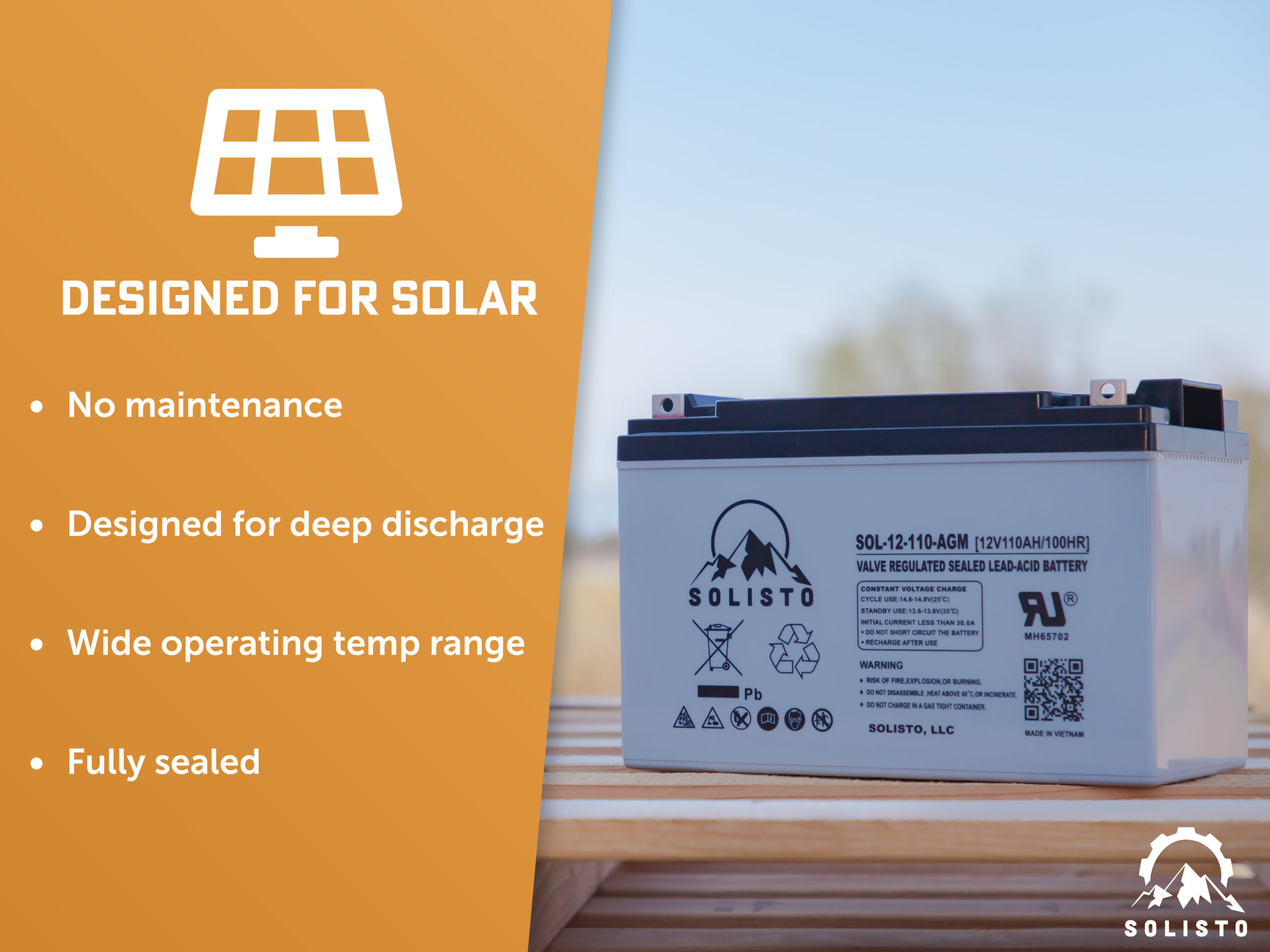 Solisto ⚡️ Solar SunWize Battery SOL-12-37-AGM